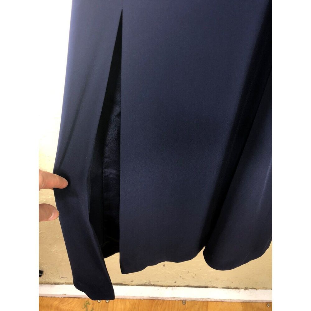 J. Crew Petite Drapey Spaghetti Strap Dress W Side Slit Sz 6 Petite Navy Blue - Picture 3 of 8